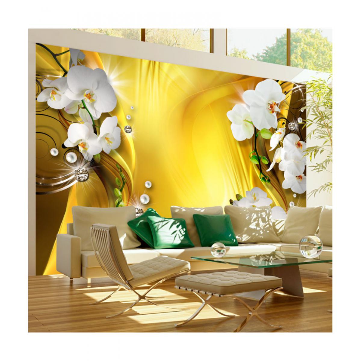 Artgeist - Papier peint - Orchid in Gold 100x70 - Papier peint