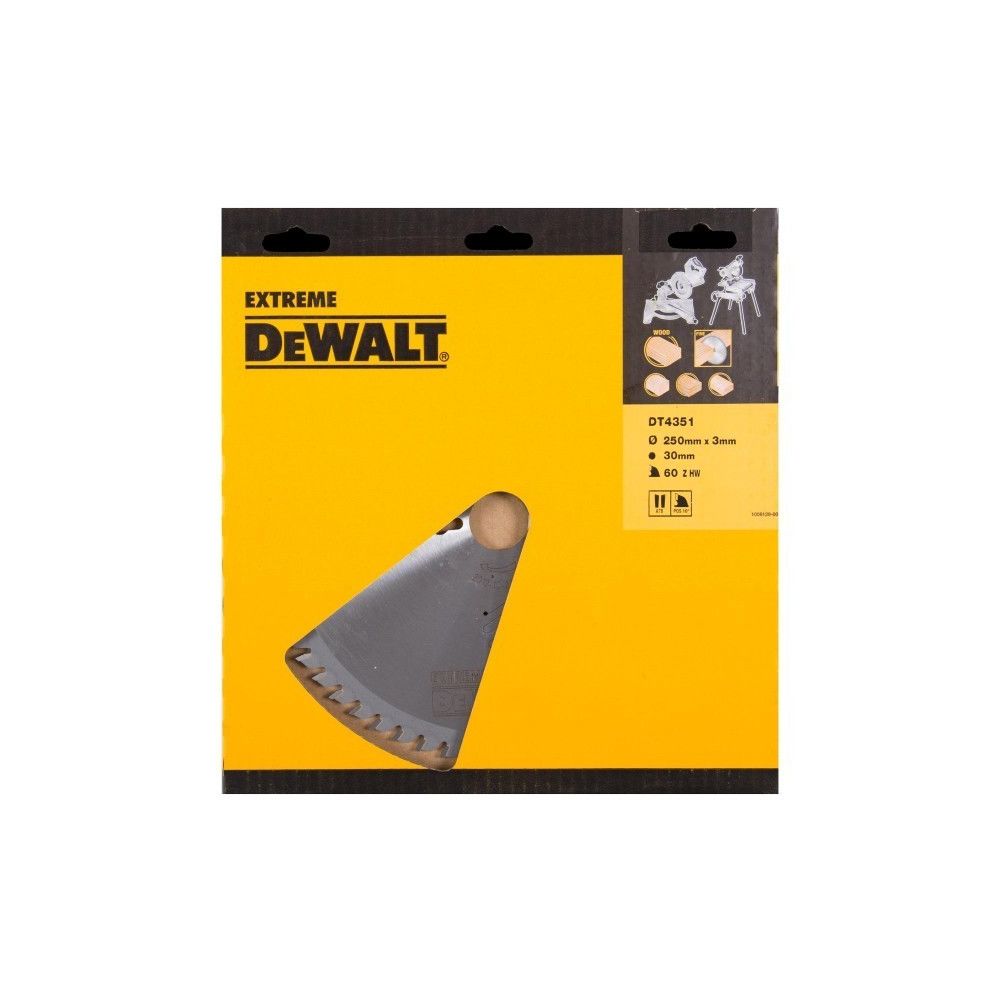 Dewalt - Lame scie stationnaire DT4351 Ø250 DEWALT pour tous usages - alésage 30 - 60 dents positif - DT4351 - Accessoires sciage, tronçonnage