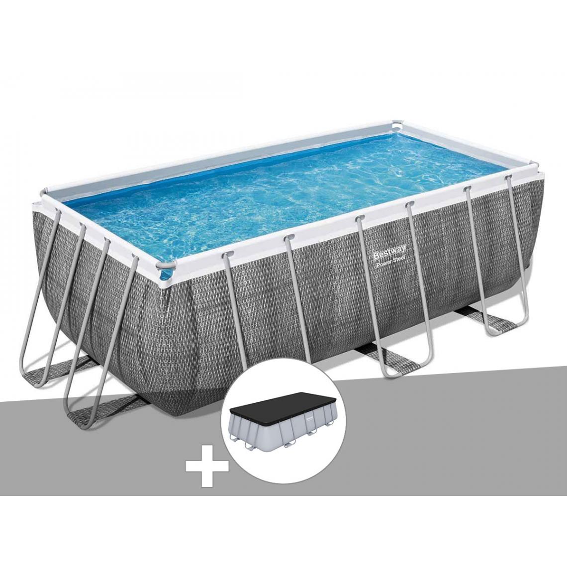 Bestway - Kit piscine tubulaire rectangulaire Bestway Power Steel 4,12 x 2,01 x 1,22 m + Bâche de protection - Piscine Tubulaire