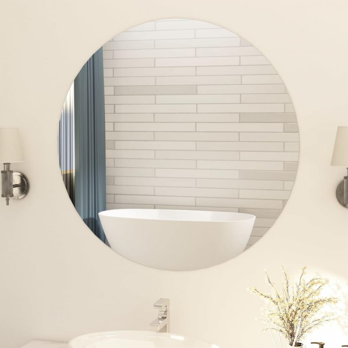 Chunhelife - Miroir rond sans cadre 90 cm Verre - Miroir de salle de bain