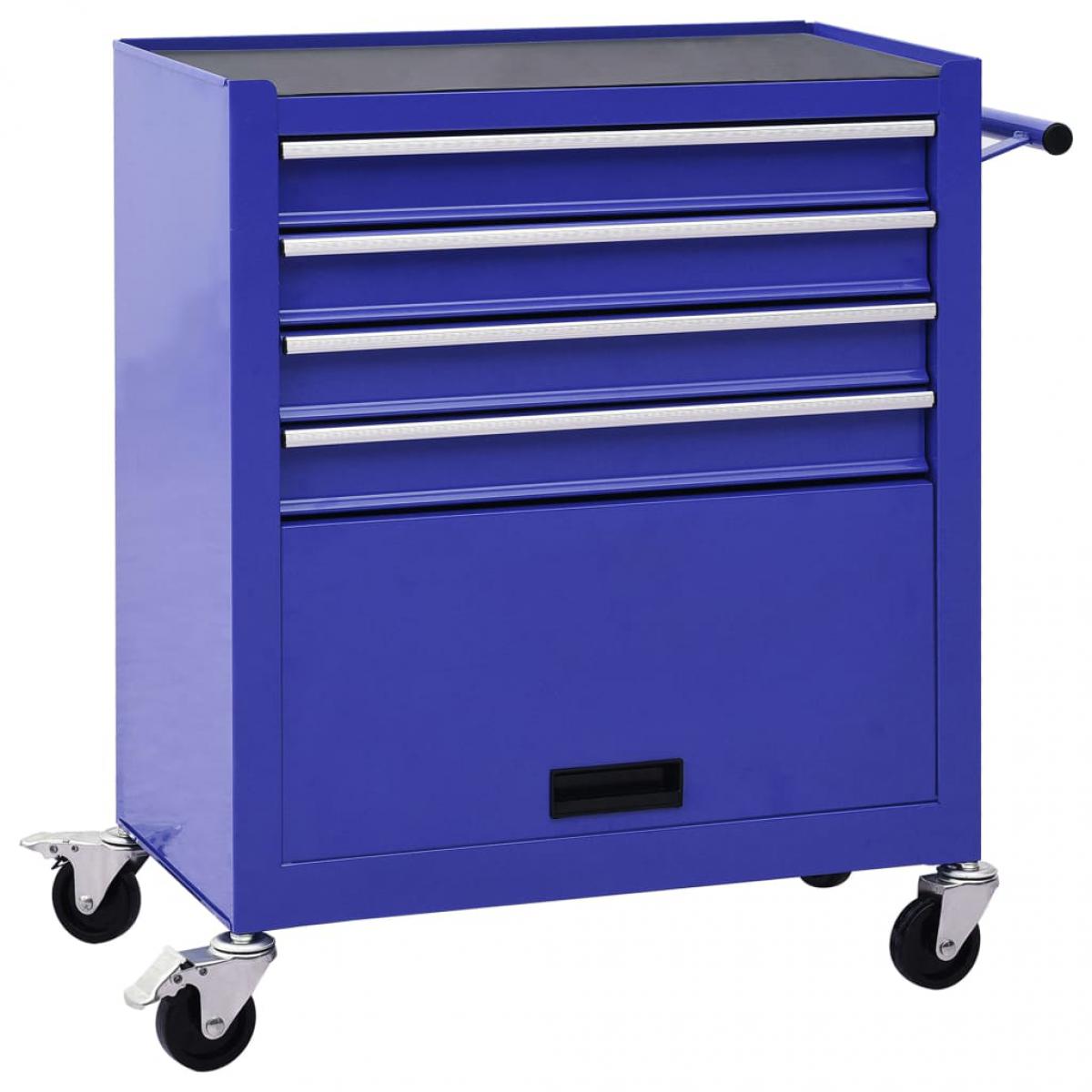Vidaxl - vidaXL Chariot à outils avec 4 tiroirs Acier Bleu - Diable, chariot