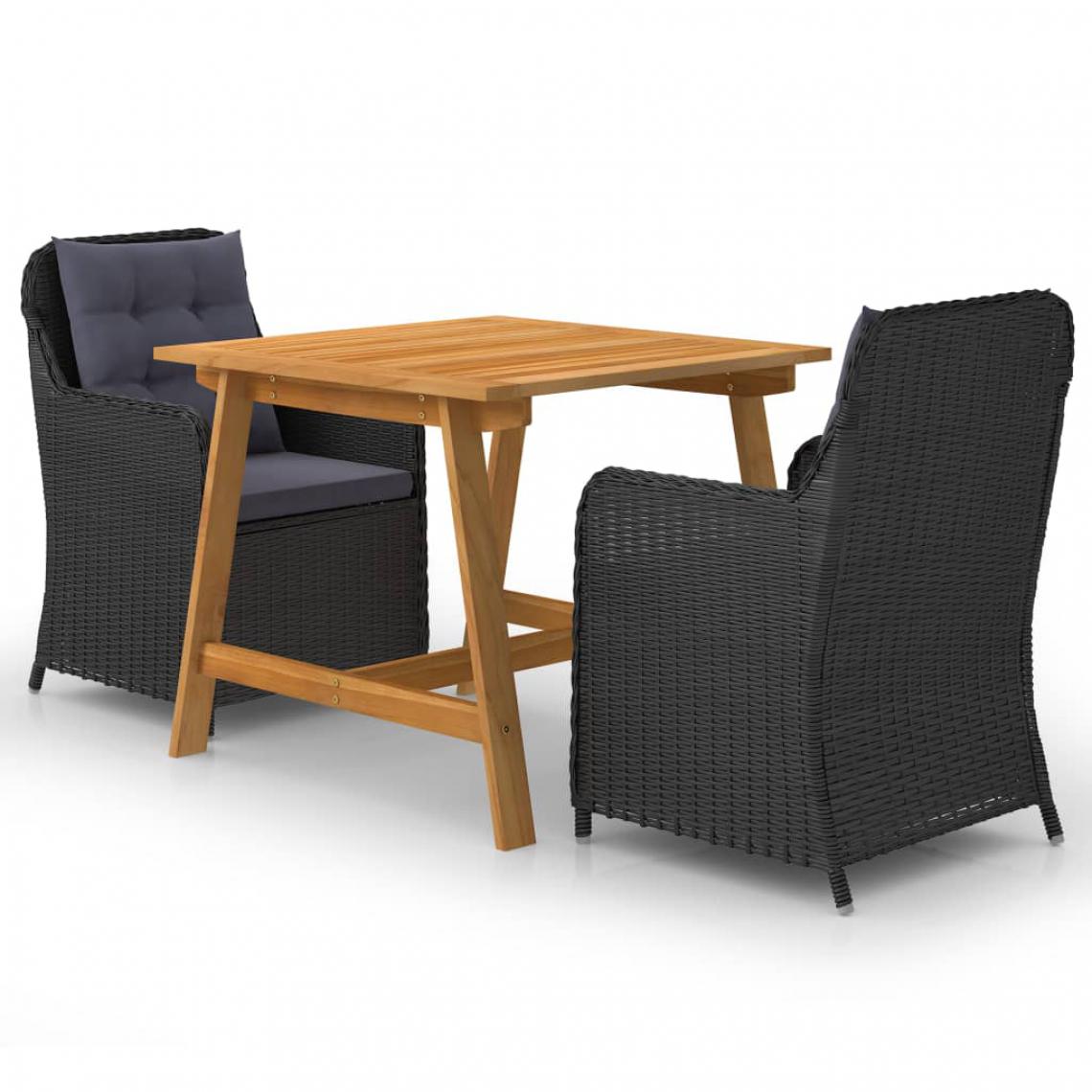 Chunhelife - Ensemble de salle à manger de jardin 3 pcs Noir - Ensembles canapés et fauteuils