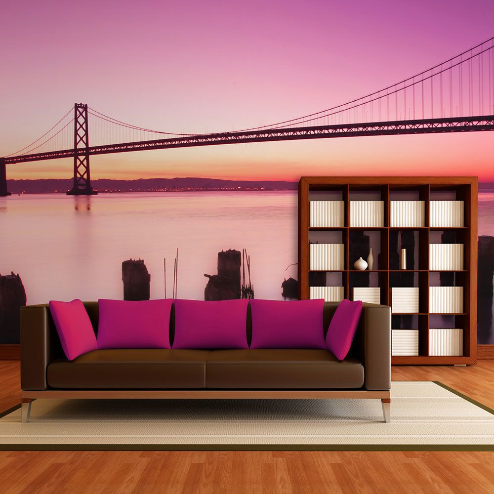 Bimago - Papier peint | Baie de San Francisco en violet, Californie | 450x270 | | - Papier peint
