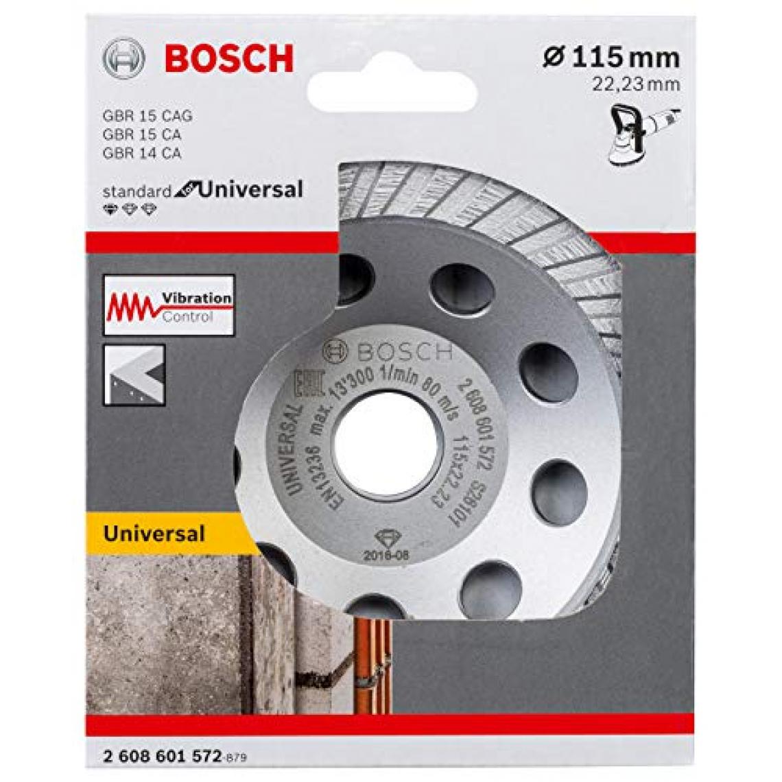 Bosch - 2608601572 Meule Diamant Standard for Universal (pour Béton et Pierre Naturelle, 115 x 22,23 x 5 mm, Accessoires pour Meuleuse Angulaire) - Accessoires ponçage