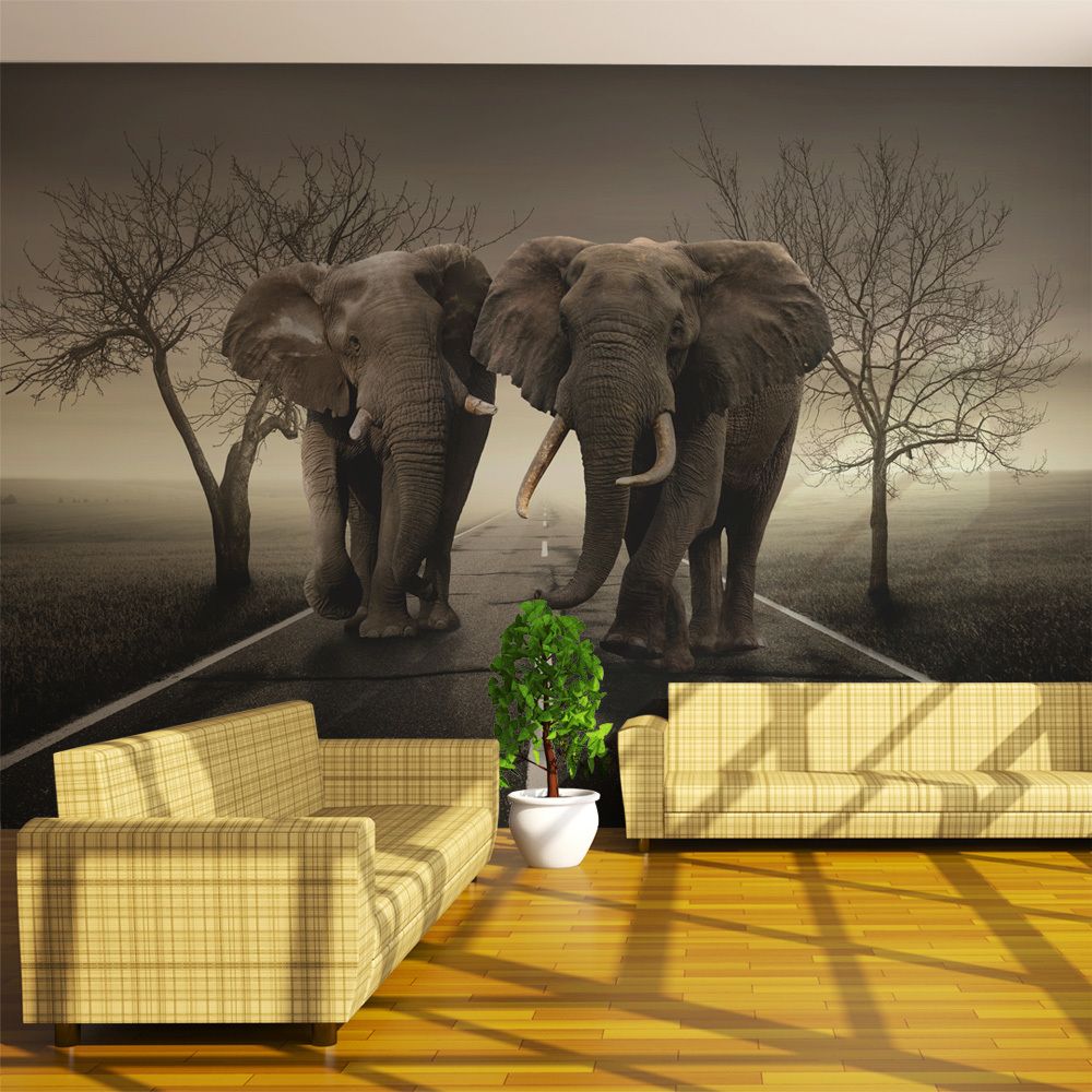 Bimago - Papier peint - City of elephants - Décoration, image, art | Abstractions | Moderne | 450x270 cm | XXl - Grand Format | - Papier peint