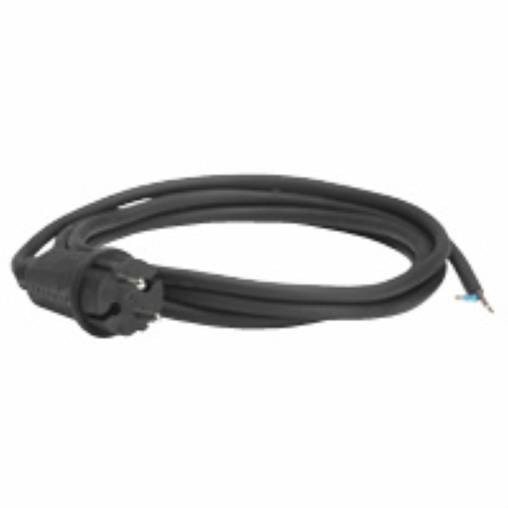 Legrand - cable 2x1 mm2 avec fiche moulée male en caoutchouc - 5 mètres - Fiches électriques