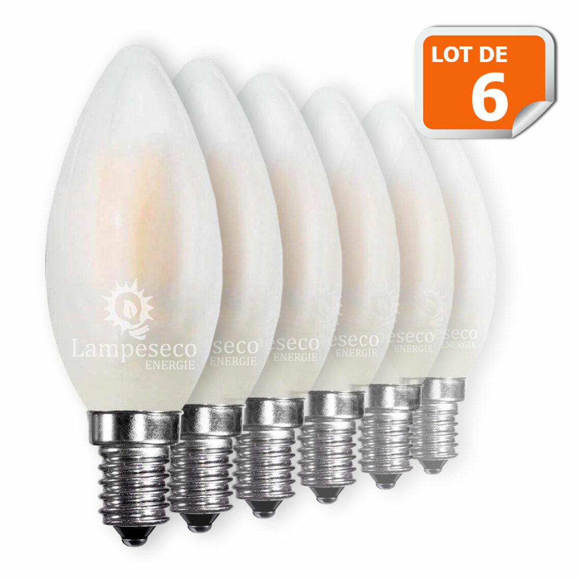 Lampesecoenergie - Lot de 6 Ampoules LED E14 Opaque Filament 4W eq 40W 400lm Blanc Chaud - Ampoules LED