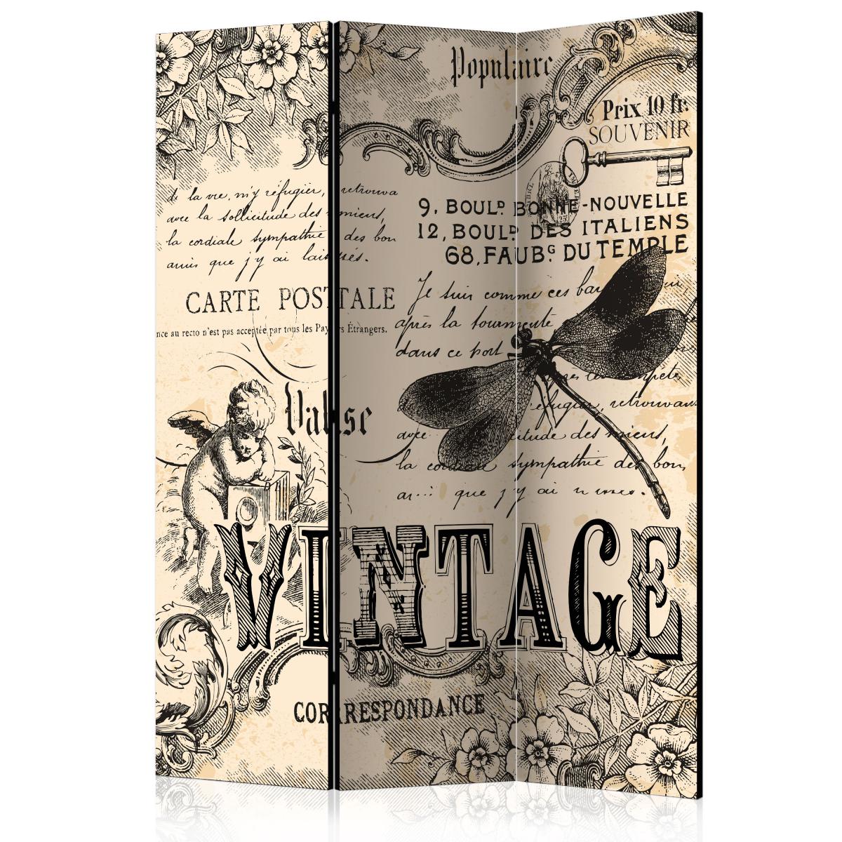 Bimago - Paravent 3 volets - Vintage Correspondence [Room Dividers] - Décoration, image, art | 135x172 cm | - Cloisons