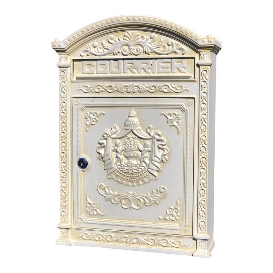 L'Originale Deco - Boîte à Courrier Boîte aux Lettres Murale en Fonte de Jardin Blanche 45 cm x 31.50 cm - Boîte aux lettres
