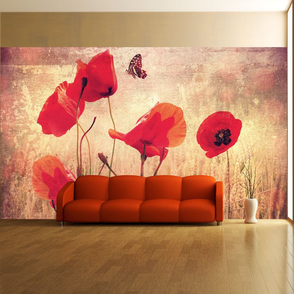 Bimago - Papier peint - Summer is coming - Décoration, image, art | Fleurs | Coquelicots | 450x270 cm | XXl - Grand Format | - Papier peint