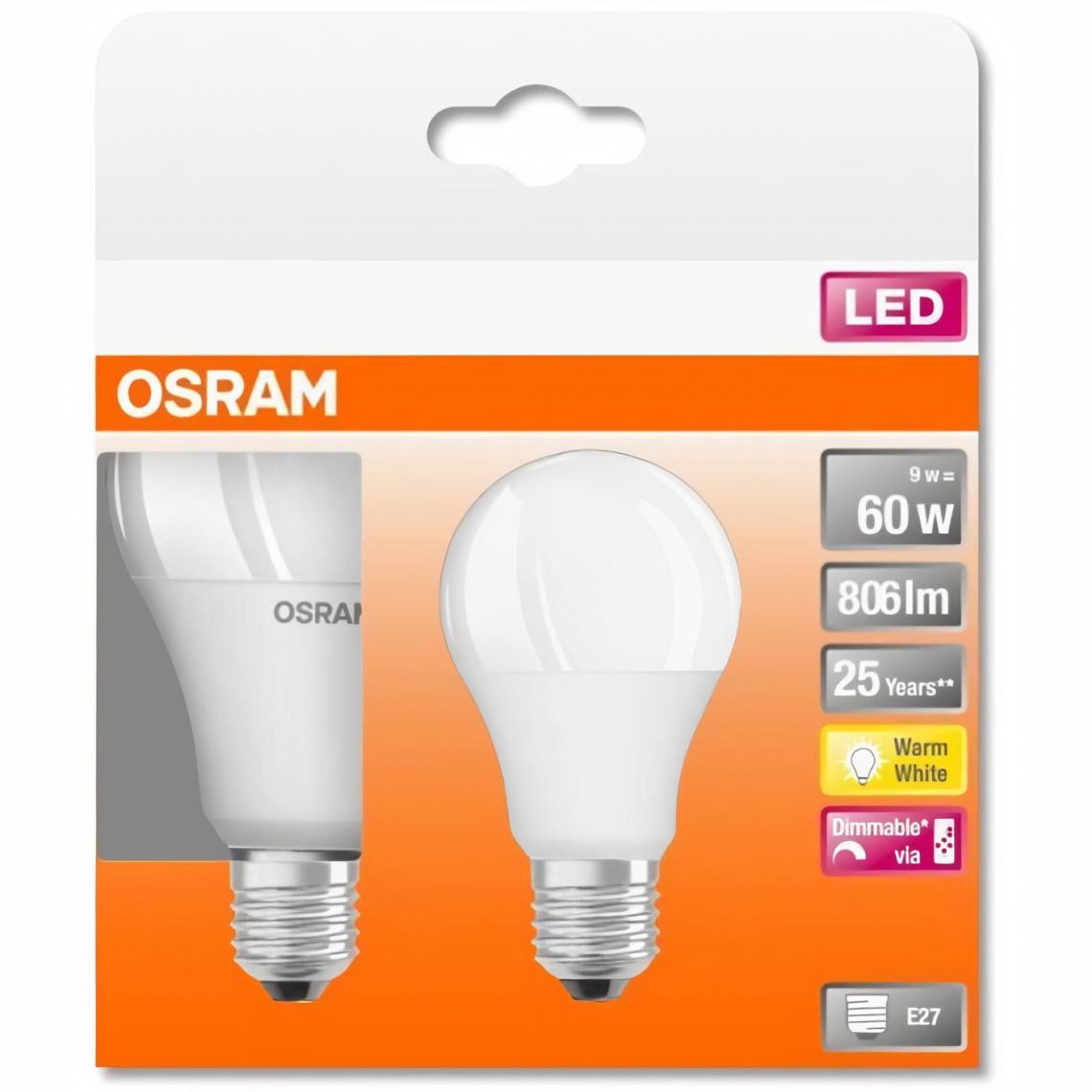 Osram - OSRAM BTE2 Ampoule LED STAR+ Std RGBW dép radiateur var 9W=60 E27 ch - Ampoules LED