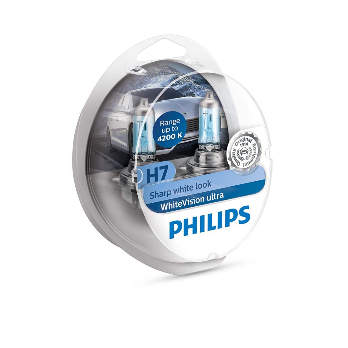 Philips - Boite ampoule Philips WhiteVision ultra H7 éclairage avant 4.200K set de 2 - Ampoules LED