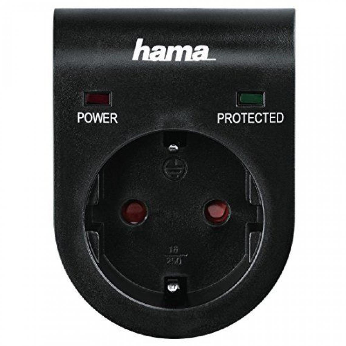 Hama - Adaptateur de protection antisurtension Hama pour par ex. installation téléphonique, ordinateurs, postes hi-fi et téléviseurs, jusqu'à 3500 W, 230 V, double affichage de statut LED, verrouillage de sécurité enfant intégré - Blocs multiprises
