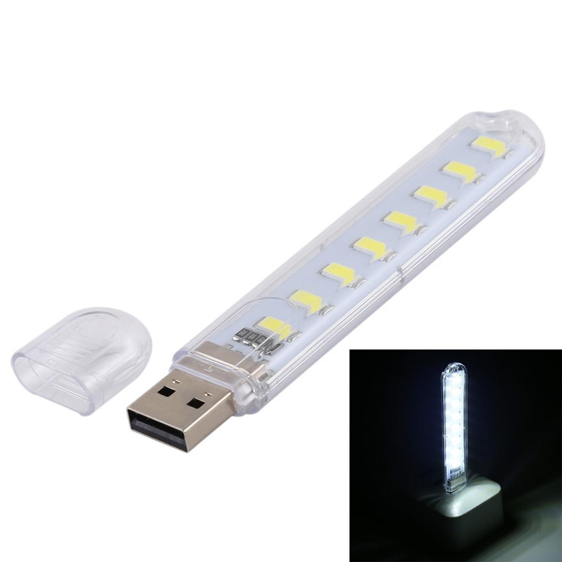 Wewoo - 3W 8 LED 5730 SMD USB Lampe de chevet portable avec de lecture5V CC lumière blanche - Ampoules LED