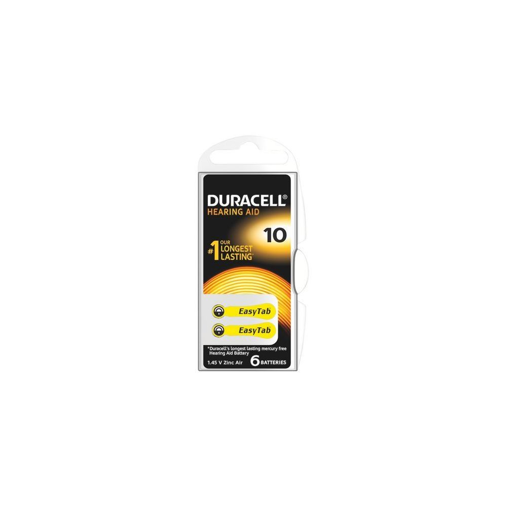 Duracell - Blister 6 piles Duracell pour appareil auditif DA10 - Piles rechargeables