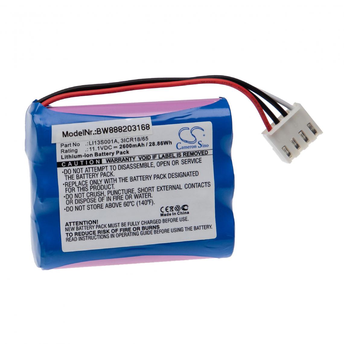 Vhbw - vhbw Batterie compatible avec Mindray BeneHeart R3, R3A, R3 EKG appareil médical (2600mAh, 11,1V, Li-ion) - Piles spécifiques