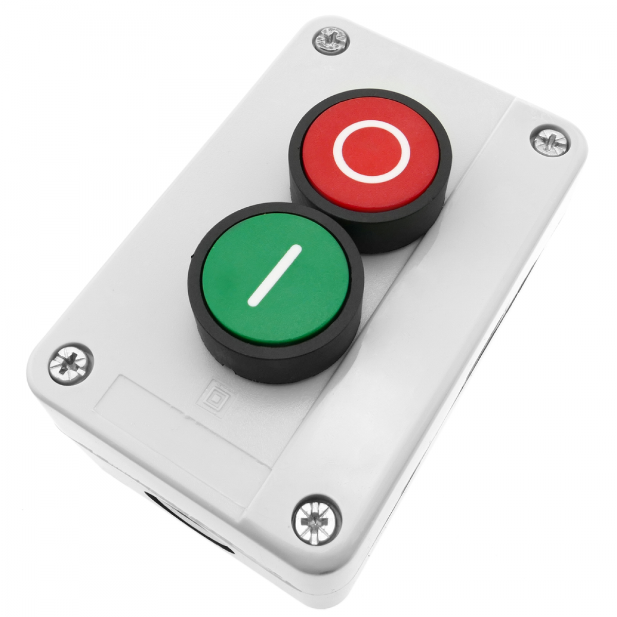 Bematik - Boîtier de commande gris/blanc avec 2 boutons-poussoirs momentanés vert 1NO rouge 1NF avec symboles - Interrupteurs et prises étanches