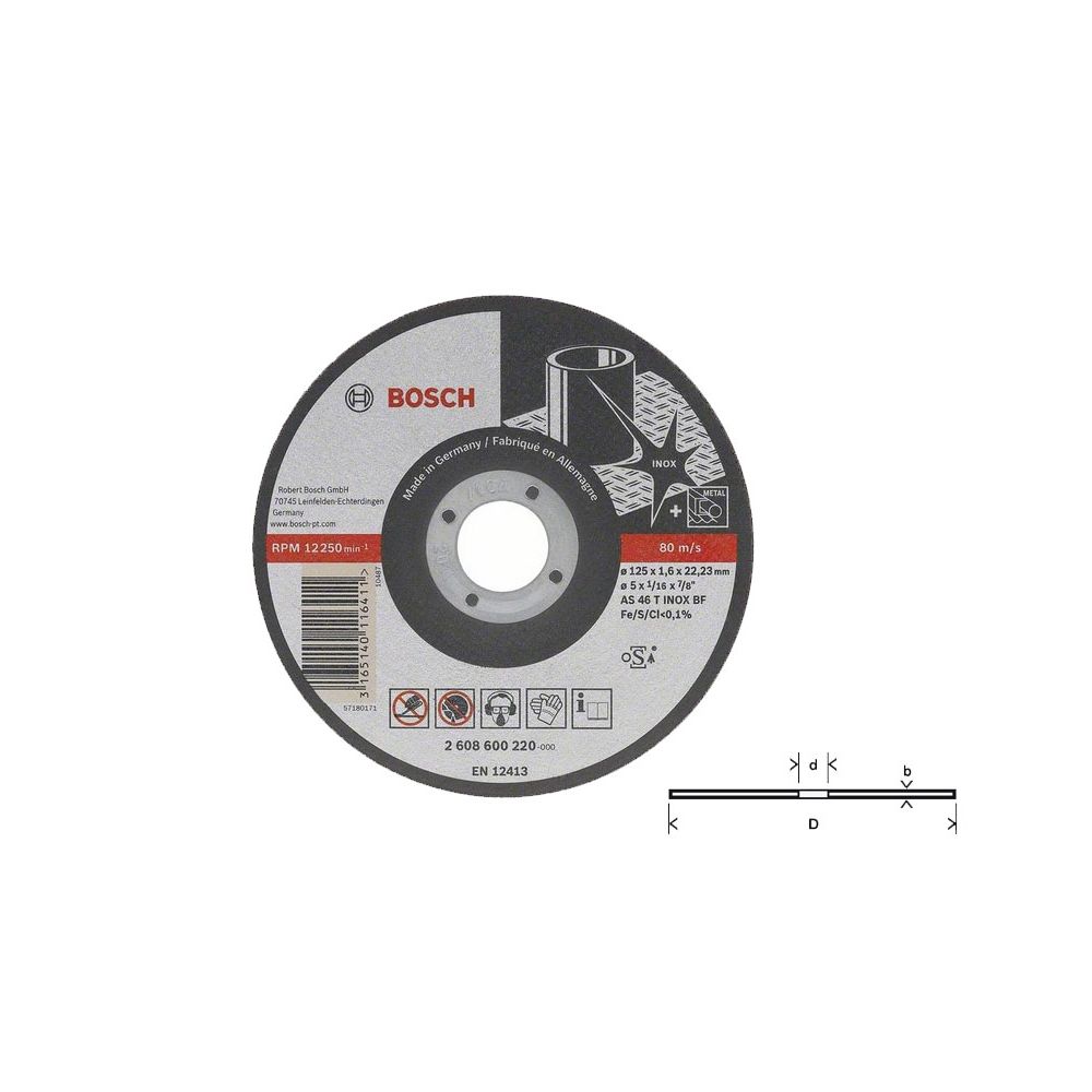 Bosch - Disque à tronçonner pour métal à moyeu plat Ø125mm 2608602221 - Accessoires sciage, tronçonnage