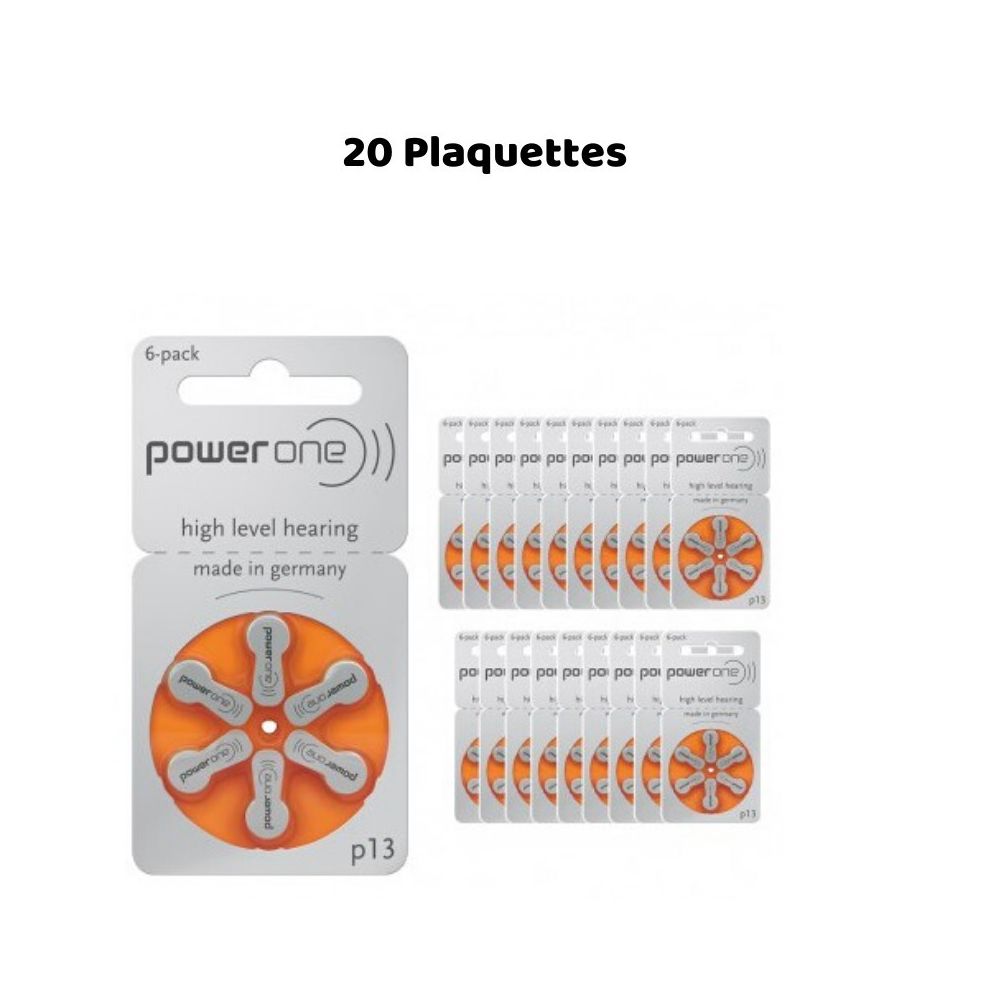 Power One - PowerOne 13 : Piles Auditives Sans Mercure, 20 Plaquettes - Piles rechargeables