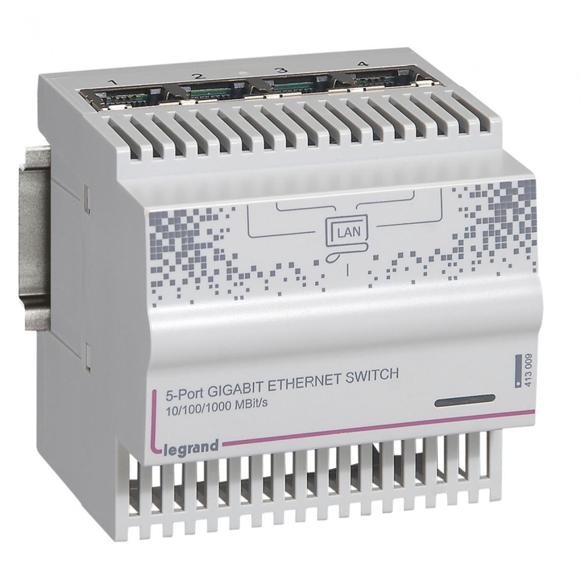 Legrand - switch modulaire - 4 ports rj45 gigabit - green ethernet - legrand 413009 - Autres équipements modulaires