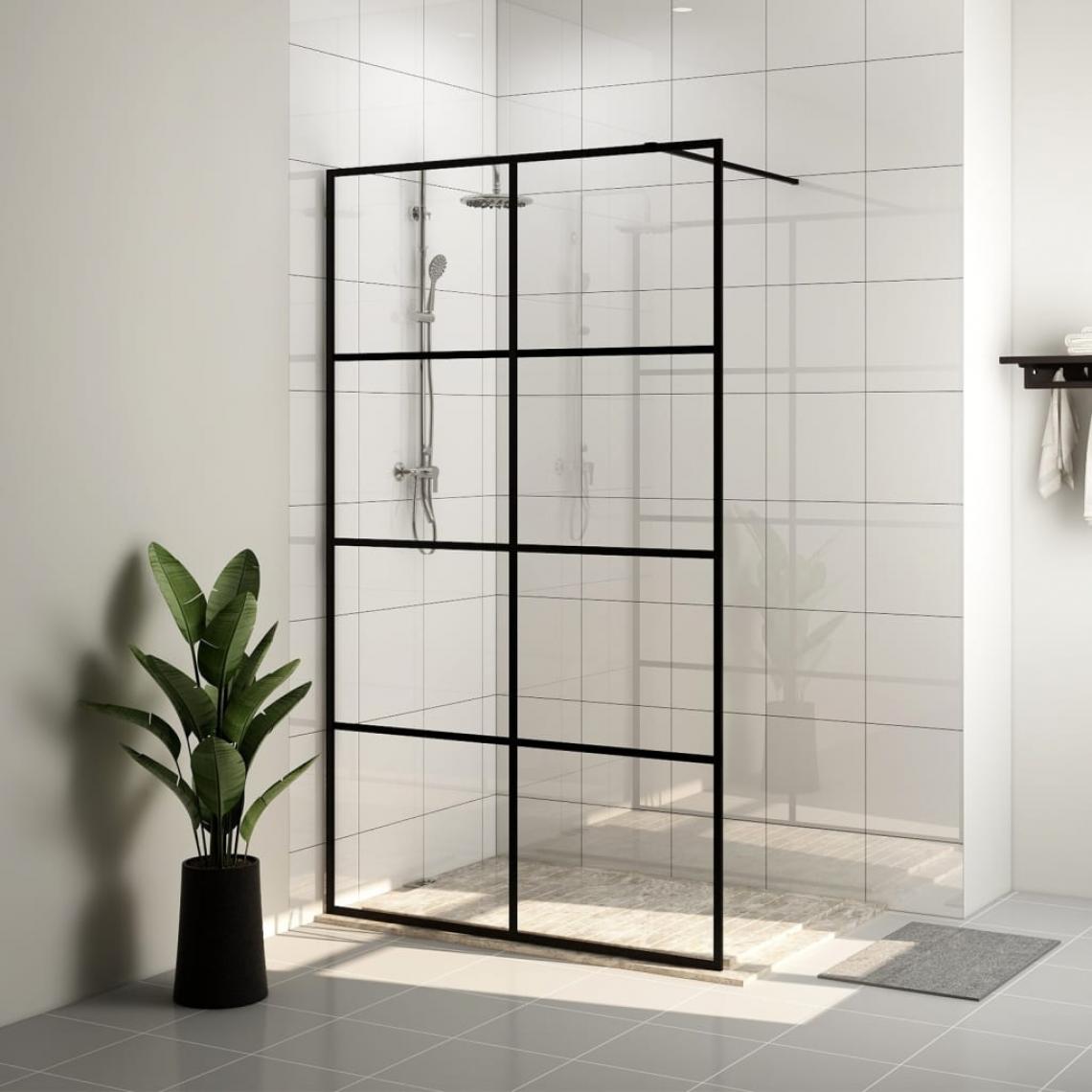 Vidaxl - vidaXL Paroi de douche avec verre ESG transparent 90x195 cm Noir - Cabine de douche