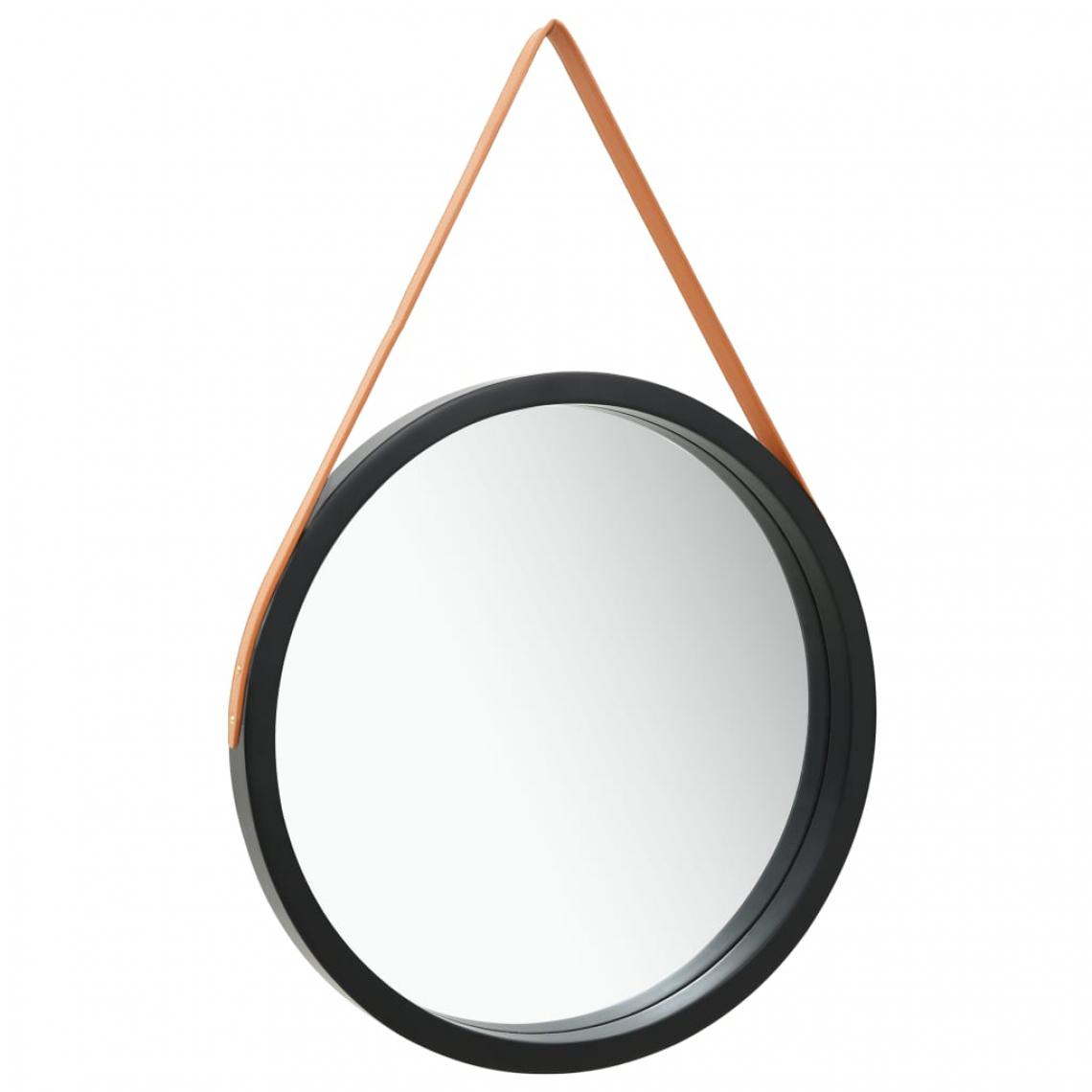 Icaverne - Icaverne - Miroirs serie Miroir mural avec sangle 60 cm Noir - Miroir de salle de bain