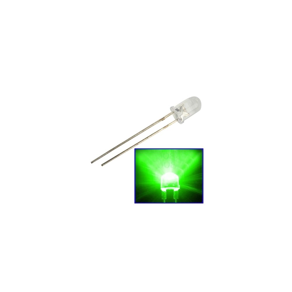 Wewoo - LED Perle 1000 LEDs 3mm lumière verte eau claire - Ampoules LED
