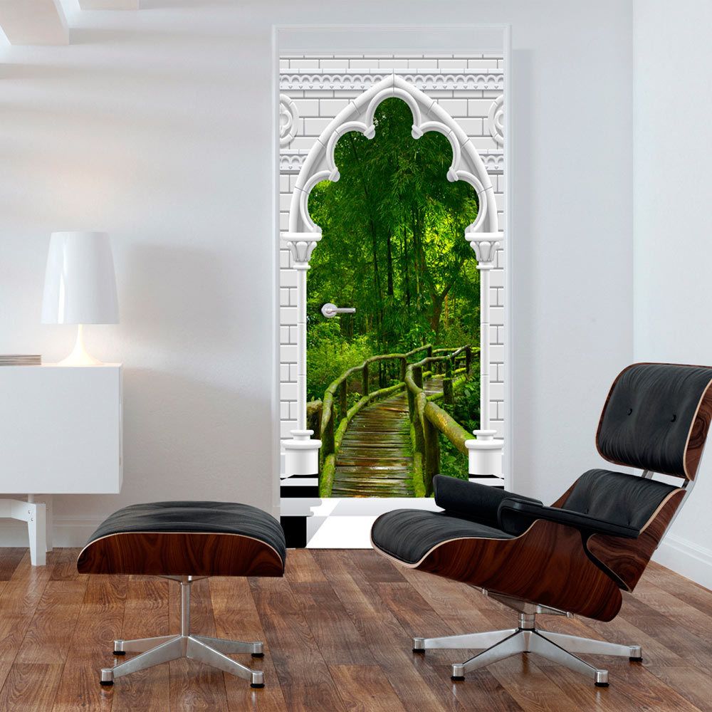 Bimago - Papier-peints pour porte | Photo wallpaper | 100x210 | Gothic arch and jungle I | - Papier peint