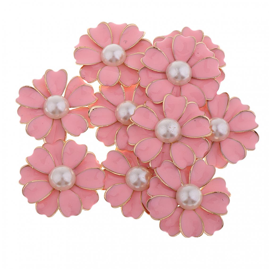 marque generique - 10pcs perle strass fleur bouton cristal flatback ornements decoration rose + perle - Poignée de meuble