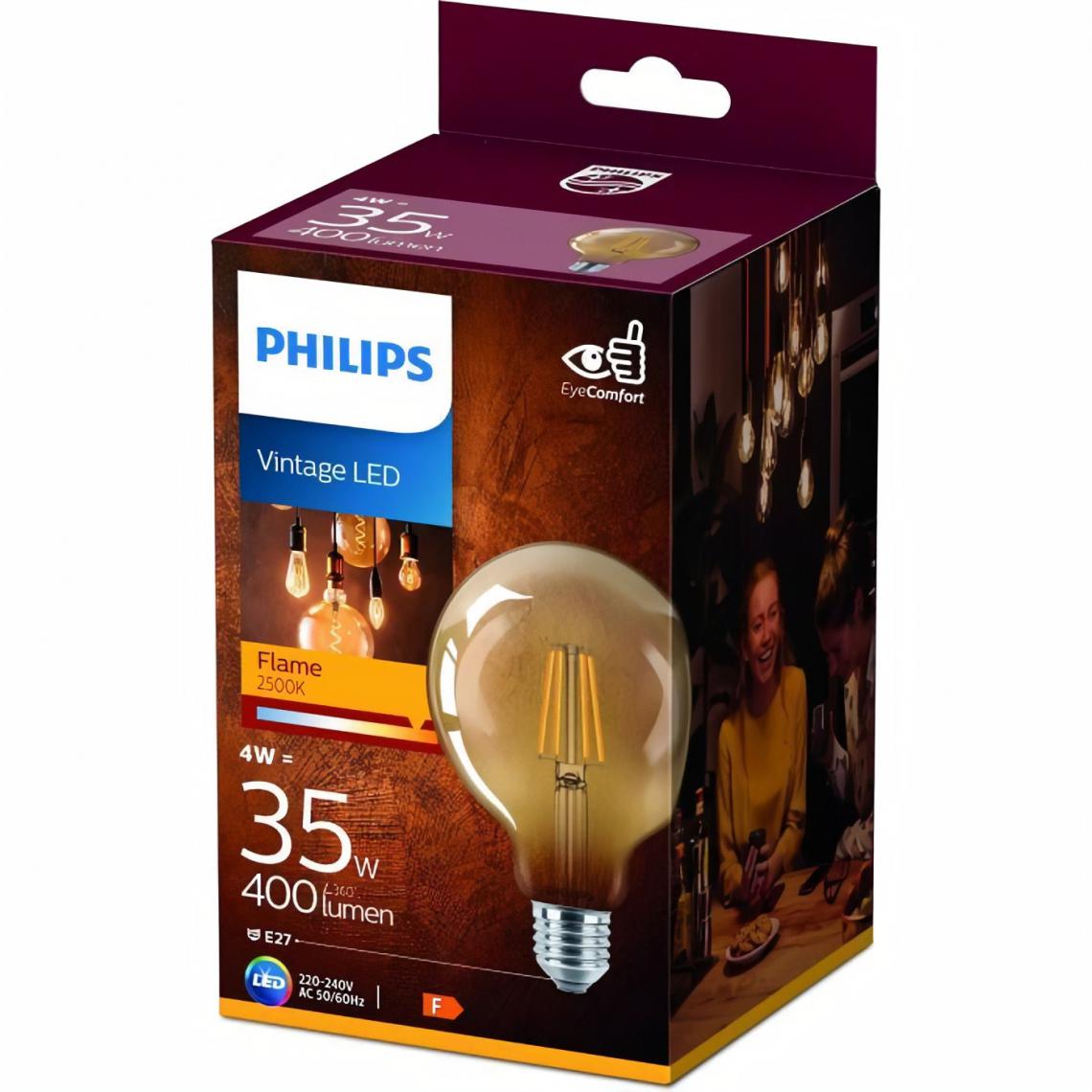 Philips - PHILIPS LED Globe Mini Vintage Filament 35W E27 Claire Ambrée Blanc Chaud - Ampoules LED