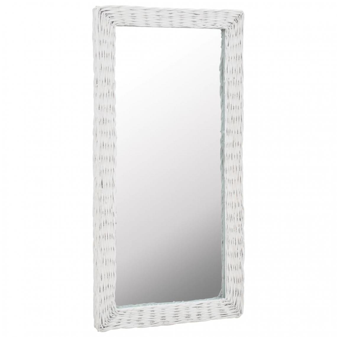 Icaverne - Icaverne - Miroirs collection Miroir Osier Blanc 50 x 100 cm - Miroir de salle de bain