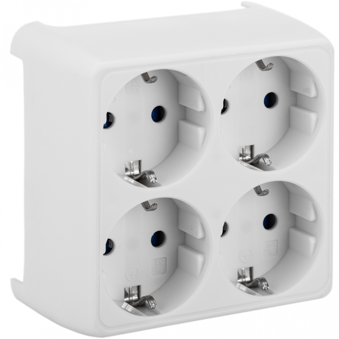 Bematik - Multiplicateur d'adaptateur de fiche Schuko quadruple blanc - Fils et câbles électriques