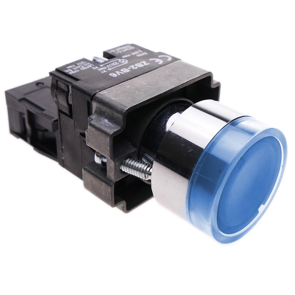 Bematik - Bouton poussoir momentané 22mm 1NC 400V 10A normalement fermé avec lumière LED bleu - Interrupteurs et prises étanches