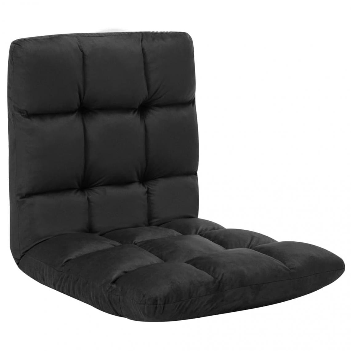Vidaxl - vidaXL Chaise pliable de sol Noir Microfibre - Transats, chaises longues