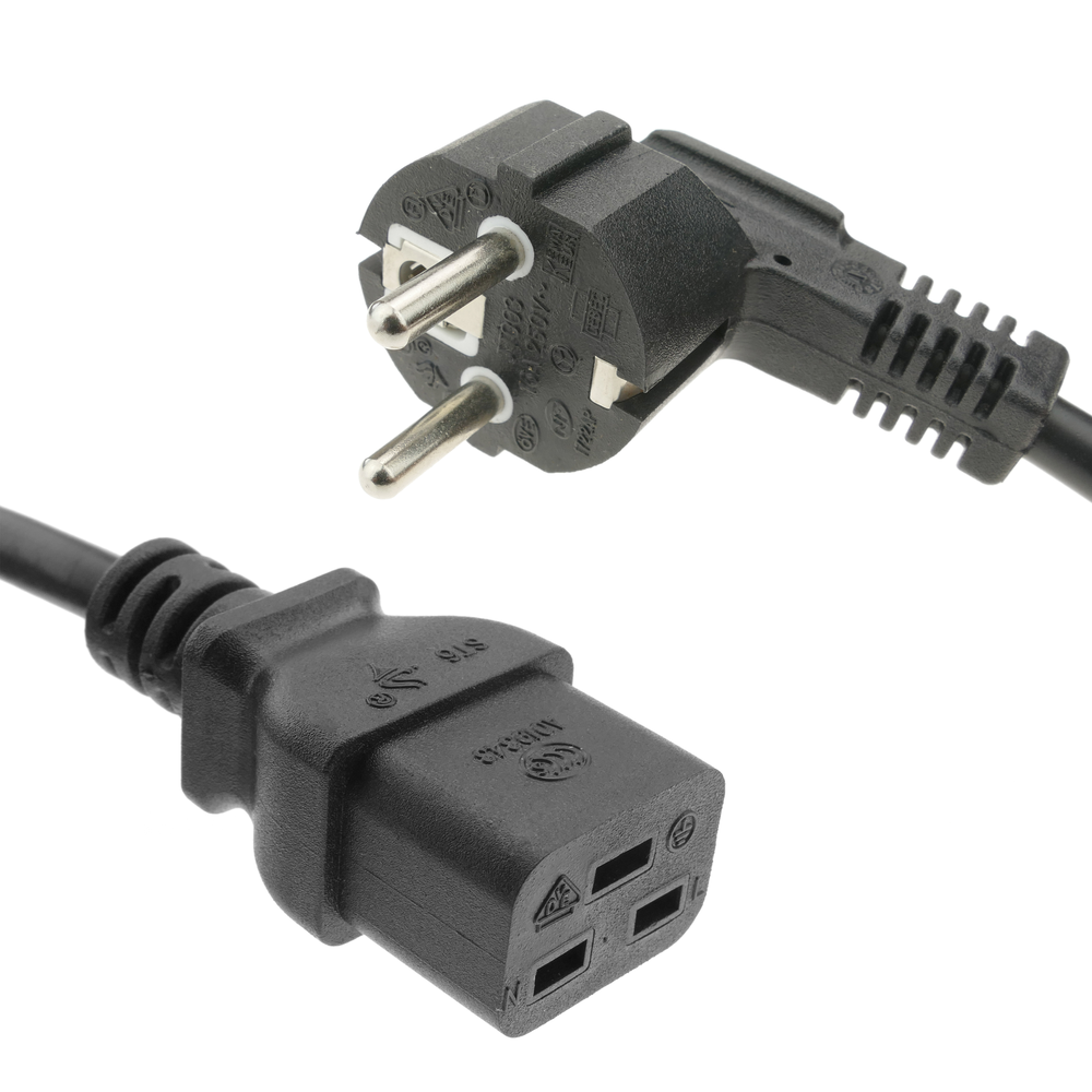 Bematik - Câble électrique haute qualité cordon d'alimentation 3x1.5mm² IEC60320 C19-femme à Schuko-male 1m - Fils et câbles électriques