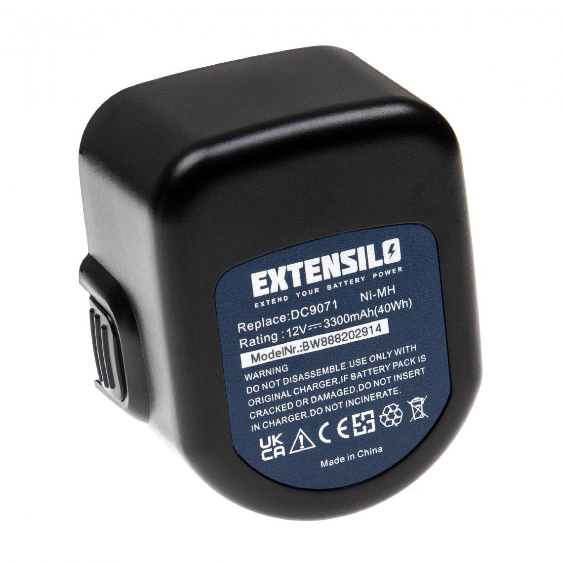 Vhbw - EXTENSILO Batterie compatible avec Dewalt DCD945B2, DCDK12, DW051K, DW051K-2, DW052K, DW052K-2 outil électrique (3300 mAh, NiMH, 12 V) - Accessoires vissage, perçage
