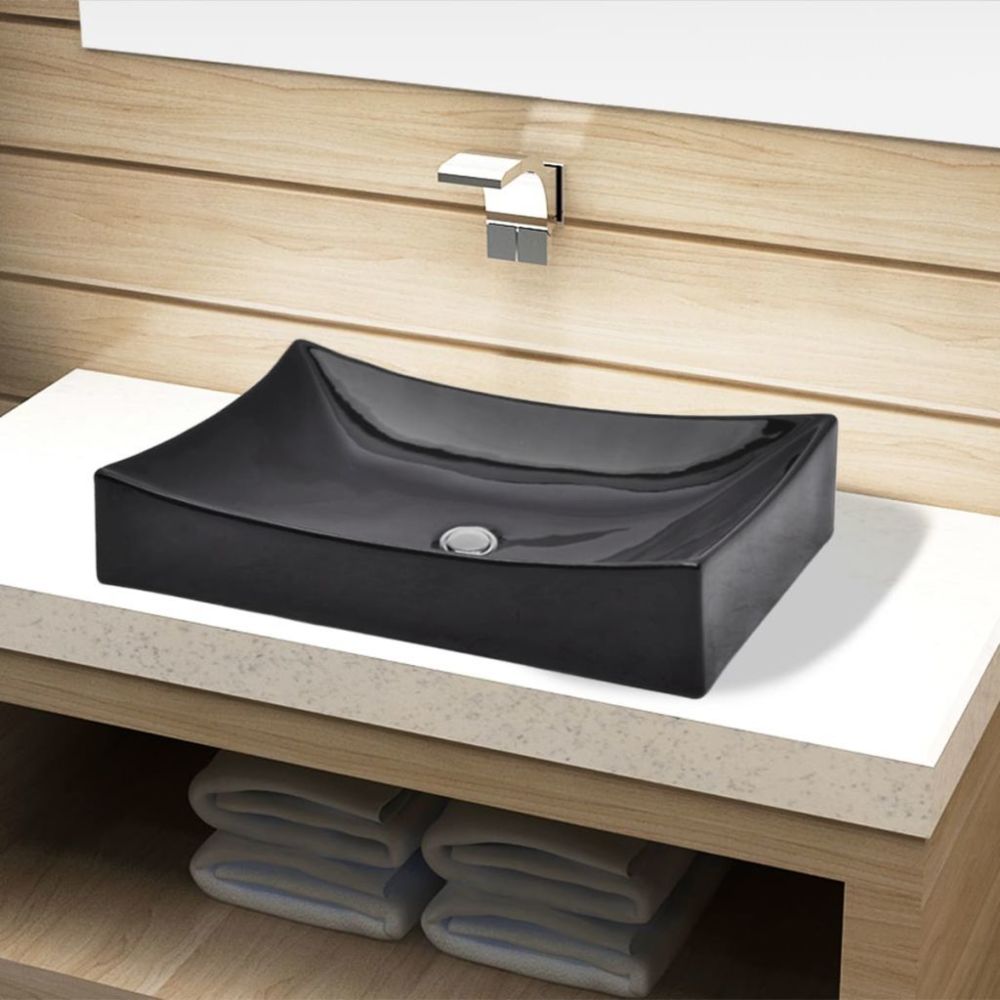 Uco - Vasque rectangulaire céramique Noir pour salle de bain - Lavabo