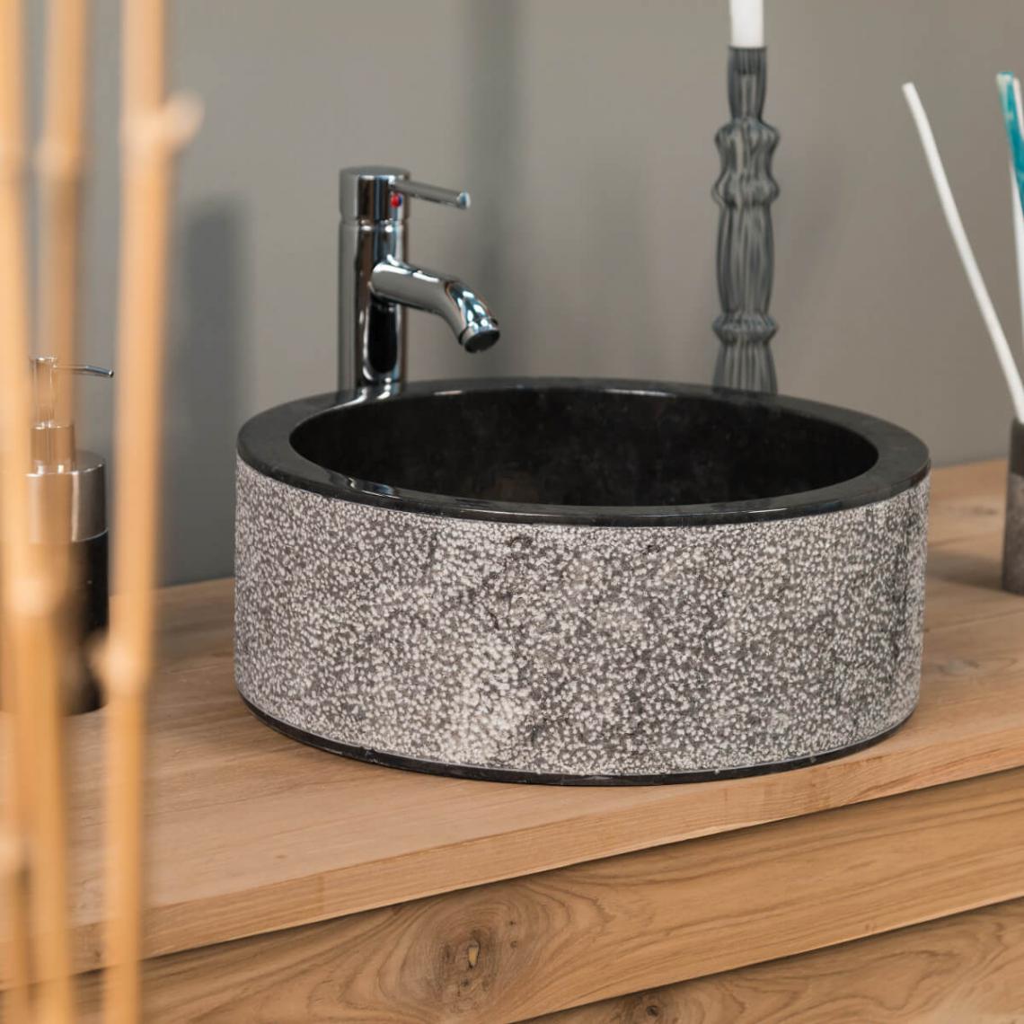 Wanda Collection - Vasque salle de bain en marbre ELBE noir 40cm - Vasque