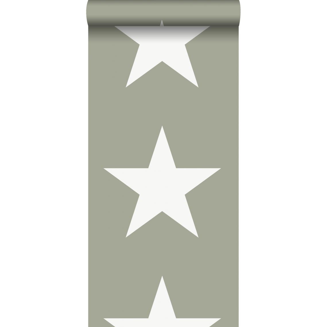 ESTAhome - ESTAhome papier peint étoiles vert armée - 138949 - 0.53 x 10.05 m - Papier peint