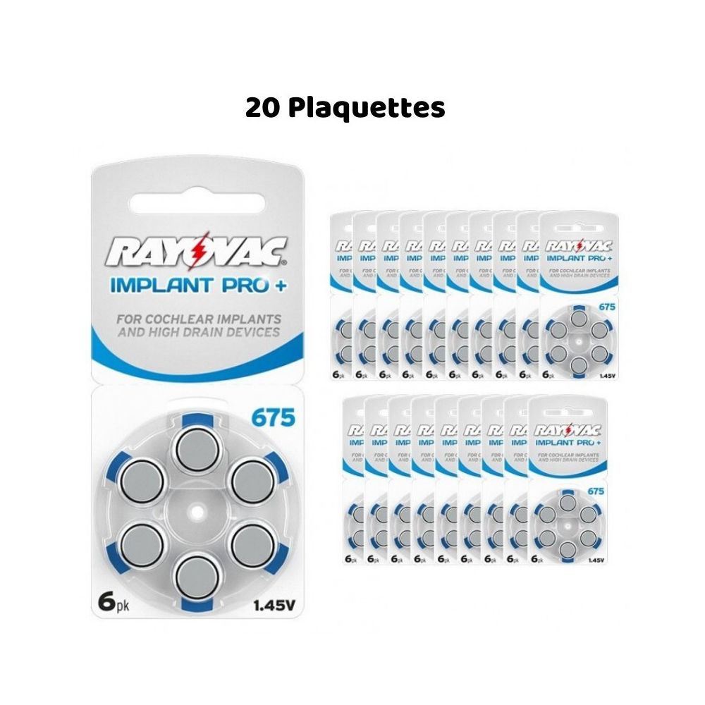 Rayovac - Piles Auditives Rayovac 675 Implant Pro+, 20 Plaquettes - Piles rechargeables