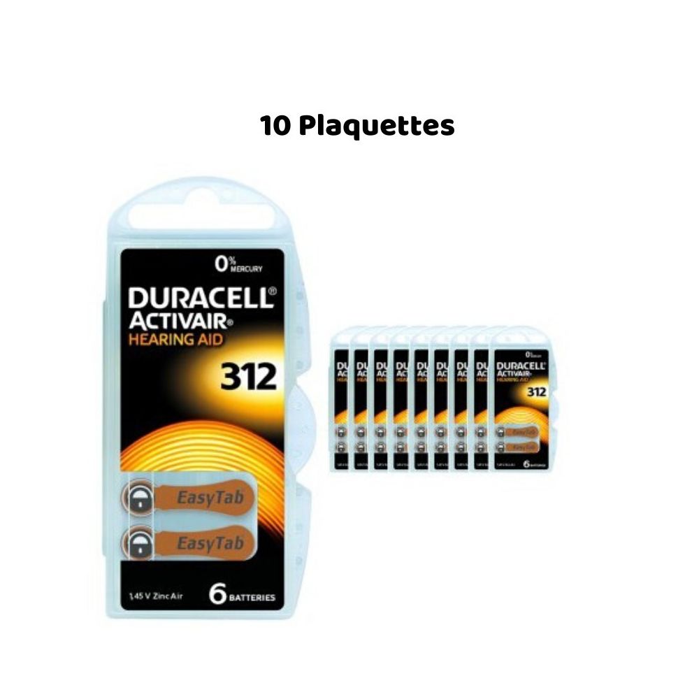 Duracell - Piles Auditives Duracell Activair 312, 10 Plaquettes - Piles rechargeables