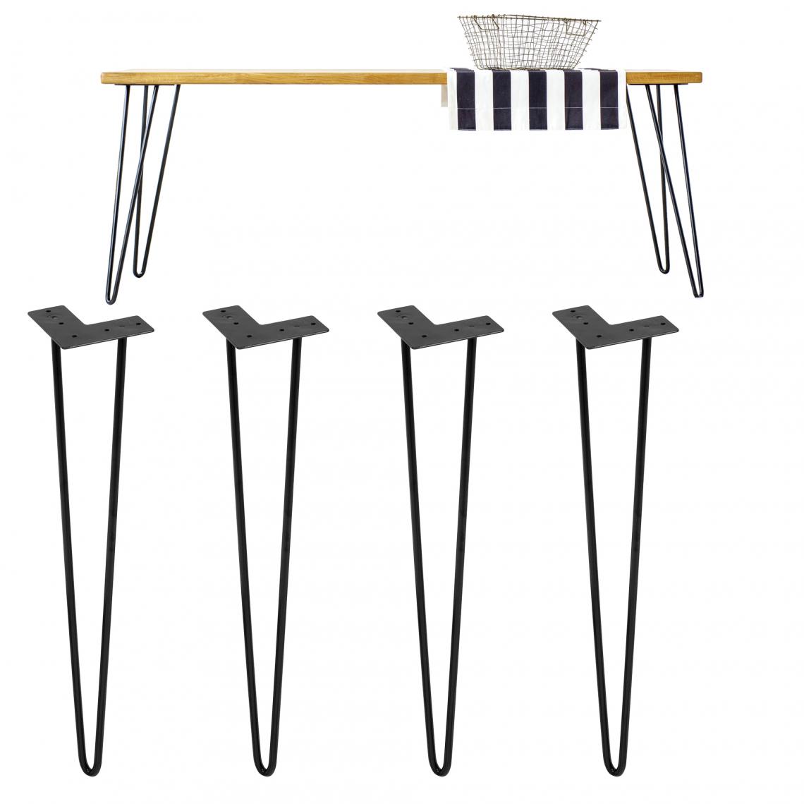 Ecd Germany - ML-Design Jeu de 4 pieds de table, 71 cm, noir, en métal thermolaqué - Cheville