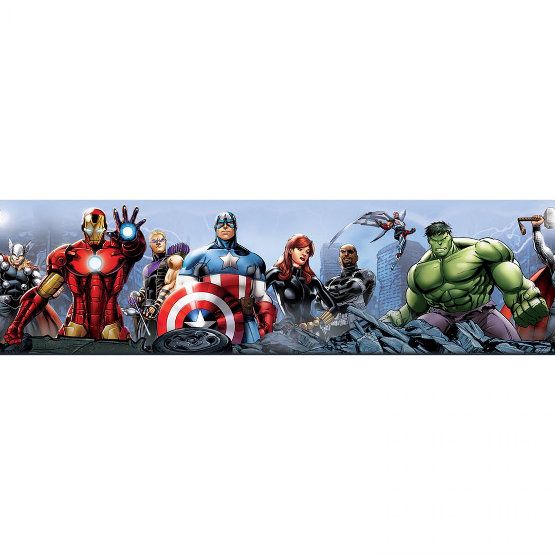 Ag Art - Frise auto-adhésive Disney Avengers 9 personnages Marvel 14CM X 5M - Frise murale