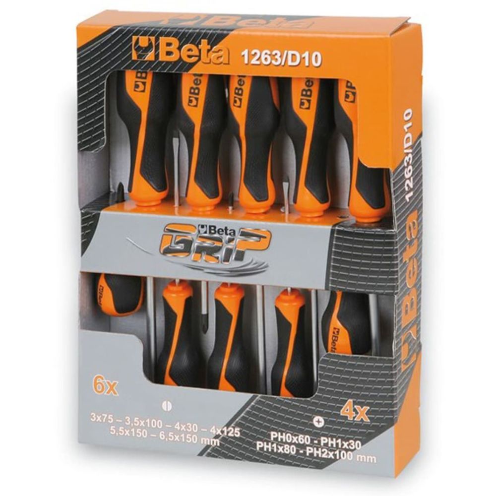 Beta Tools - Beta Tools tournevis 1263/D10 en acier 10 pcs 012630010 - Tournevis