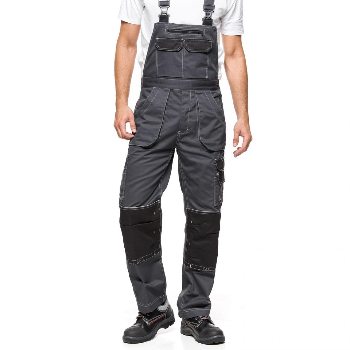 Sans Marque - Salopette de travail pantalon HELIOS Gris et noir Taille 58 (108-113) - Protections corps
