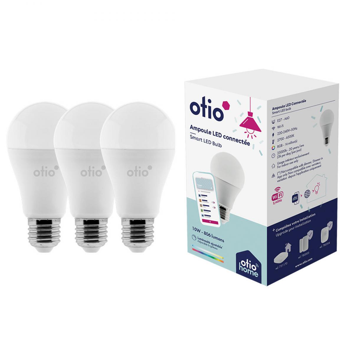Otio - Pack de 3 ampoules connectées WIFI LED E27 RGB - OtioHome - Ampoules LED