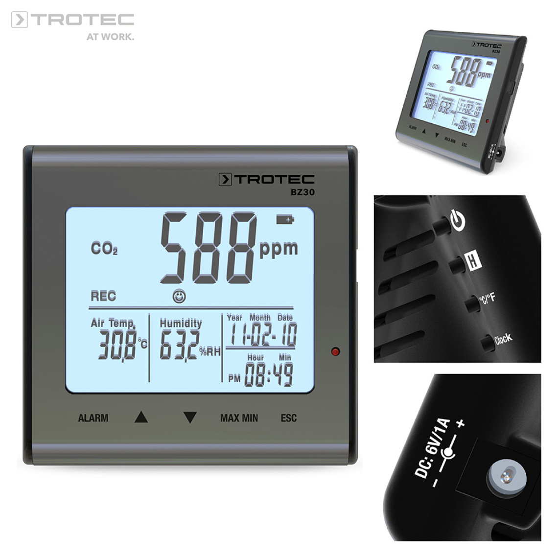 Trotec - Enregistreur de la qualité de l'air température et CO² BZ30 - Appareils de mesure