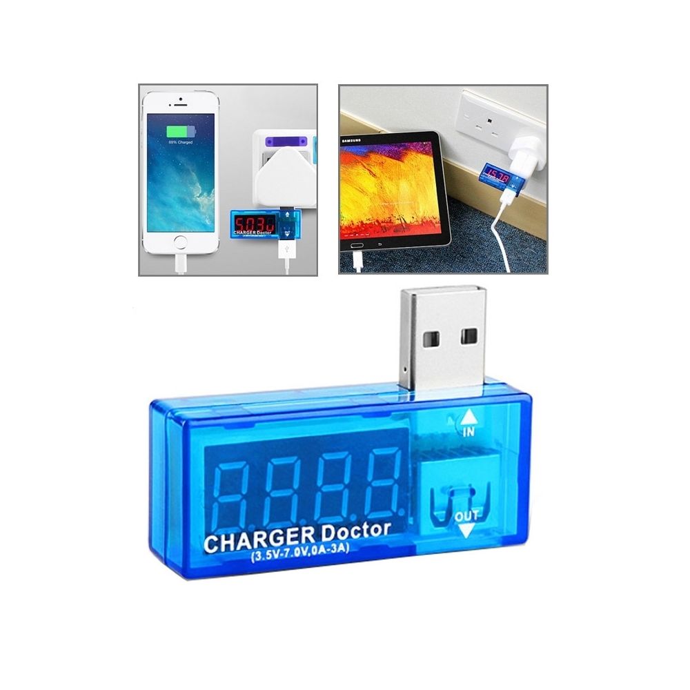 Wewoo - Voltmètre bleu pour les téléphones mobiles / tablettes Docteur de charge de tension USB / testeur de courant - Mètres