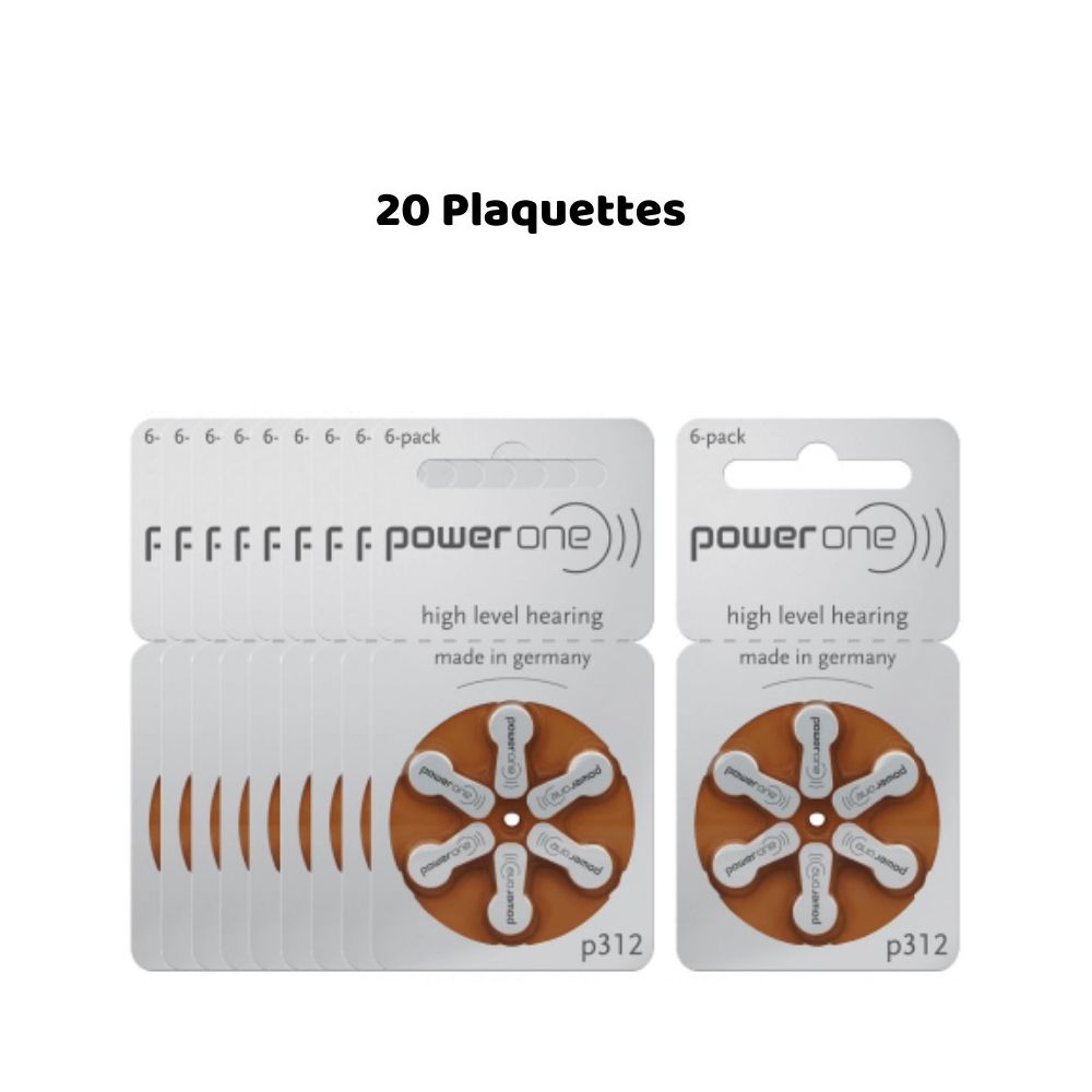Power One - PowerOne 312 : Piles Auditives Sans Mercure, 20 Plaquettes - Piles rechargeables