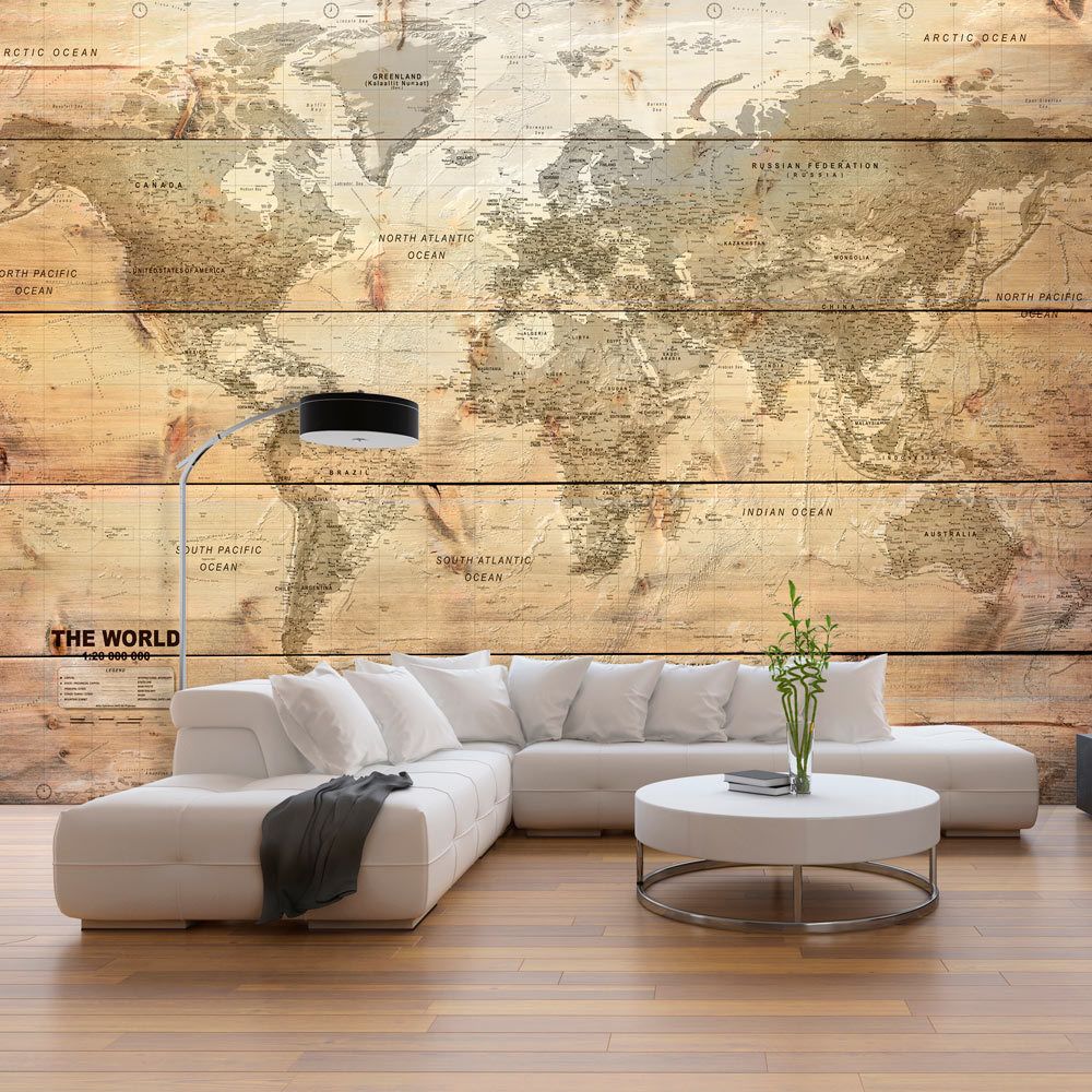 Bimago - Papier peint - Map on Boards - Décoration, image, art | Carte du monde | - Papier peint